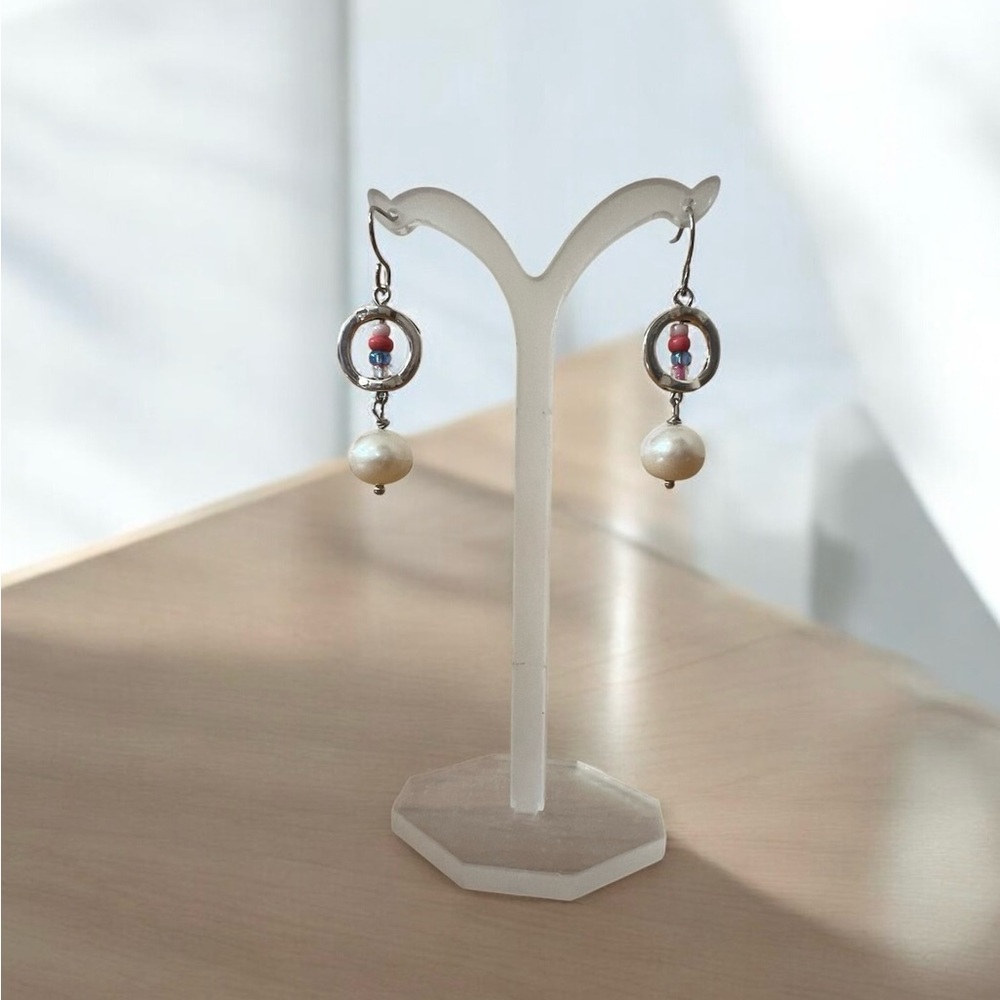 Elegant Silver Freshwater Pearl Drop Earrings